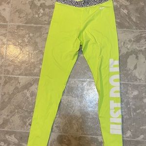 Nike running leggings with fleece lining. Medium. Neon yellow